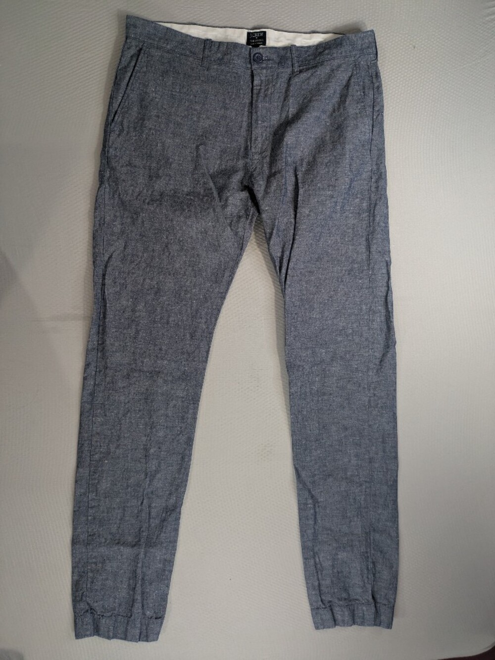 J Crew Driggs Linen Blend Pants Mens 34x34 Heathered Blue Slim Fit Chino H5082